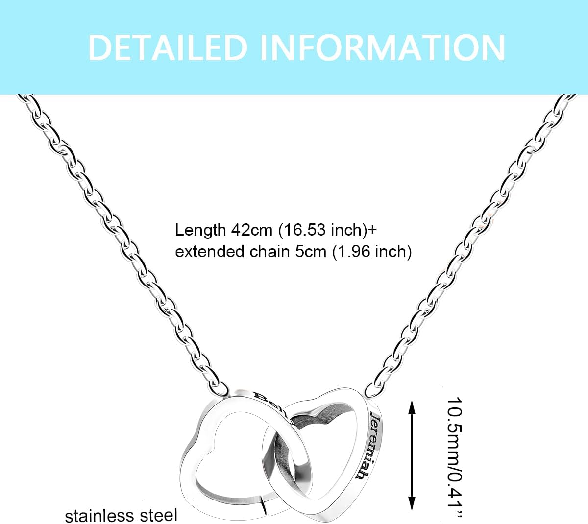 Here’s a revised version:  "Personalized Custom Engraved Interlocking Heart Necklace Featuring Two Names – Double Love Pendant Choker for Collarbone"