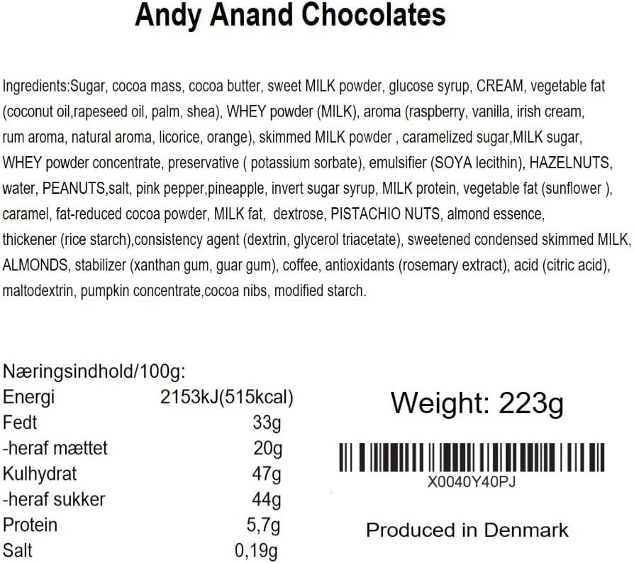 Andy Anand Authentic Belgian Truffles Gift Box - 25 Pcs Handcrafted Gourmet Delights, European Import, Gluten-Free Indulgence (7.8 Oz)