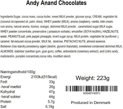 Andy Anand Authentic Belgian Truffles Gift Box - 25 Pcs Handcrafted Gourmet Delights, European Import, Gluten-Free Indulgence (7.8 Oz)