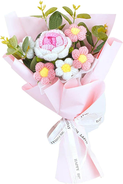 "Aubatece Handmade Crochet Flower Bouquet Kit – Knitted Fake Daisy Bouquet
