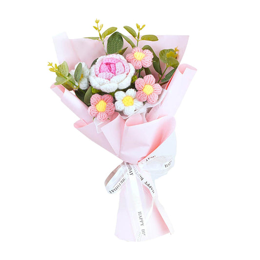 "Aubatece Handmade Crochet Flower Bouquet Kit – Knitted Fake Daisy Bouquet