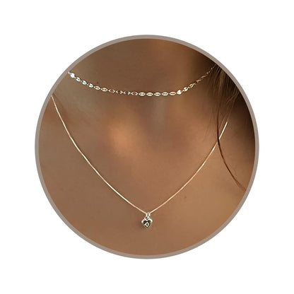 Annika Bella Silver Heart Necklace Set for Women – Sparkly 925 Silver Chain with Choker Collar Pendant – Elegant Jewelry Set (Set of 2 Necklaces with CZ)