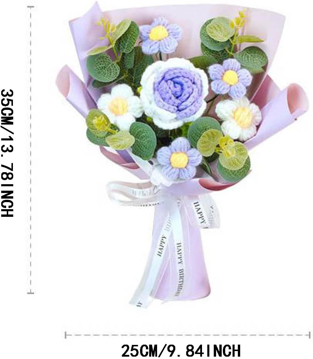 "Aubatece Handmade Crochet Flower Bouquet Kit – Knitted Fake Daisy Bouquet