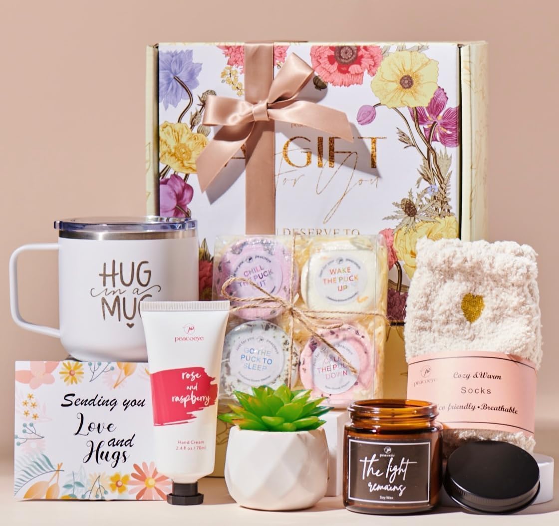 "Care Package for Women: Spa Gift Basket – Thoughtful Self-Care Set for Best Friends, Moms, and Wives – Feel Better Gifts for Encouragement, Stress Relief, and Get Well Soon – Perfect Holiday Gift"