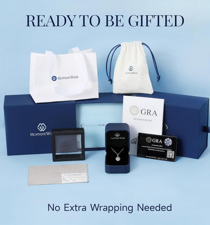 MomentWish Heart Necklace, D Color VVS1 Simulated Diamond 925 Sterling Silver