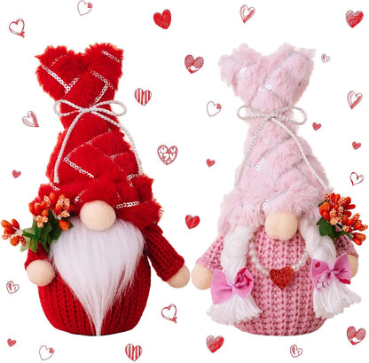 2-Piece Valentine's Day Gnome Set – Handmade Scandinavian Tomte Table Decor