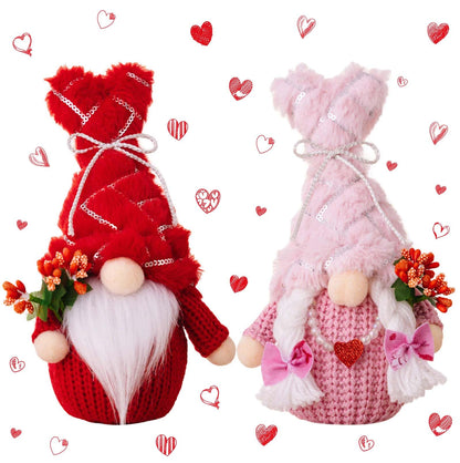 2-Piece Valentine's Day Gnome Set – Handmade Scandinavian Tomte Table Decor