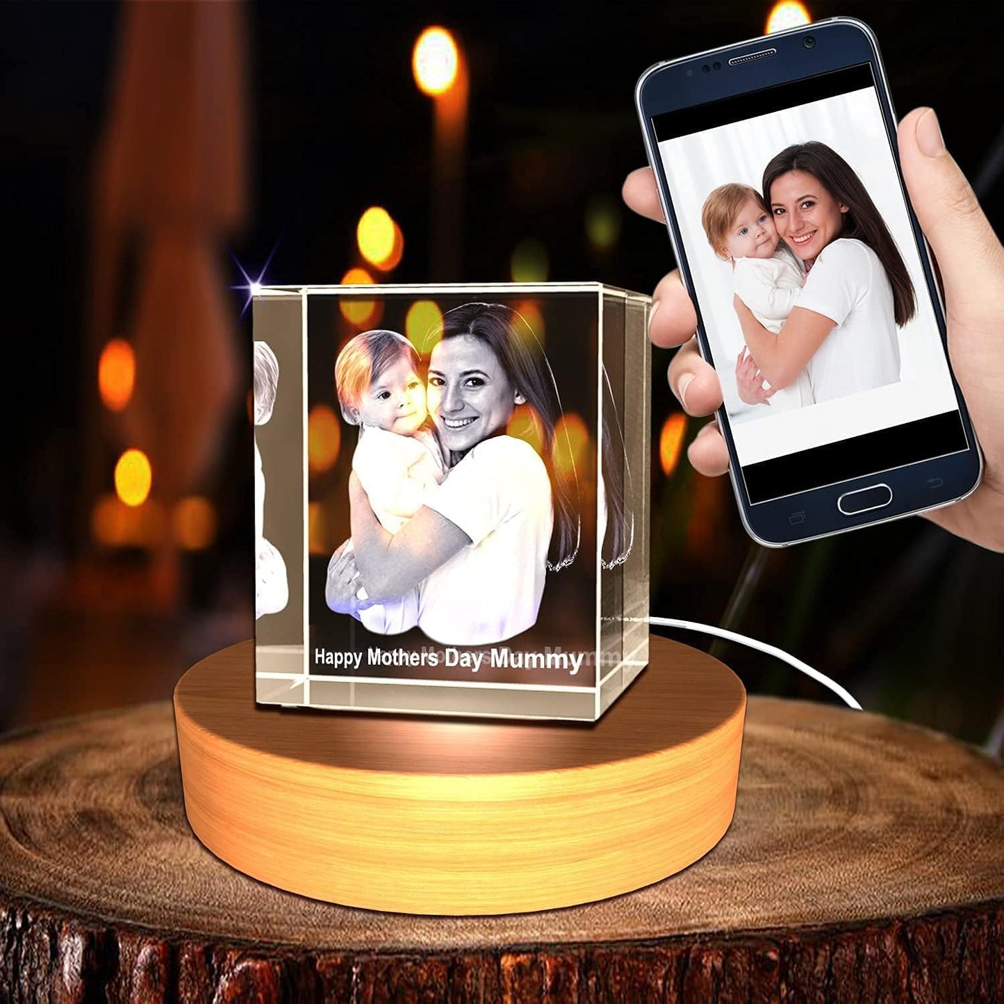 Personalized Custom 2D/3D Photo Etched Engraving on Crystal Loving Gift (Birthday Gift, Wedding Gift, Corporate Gift, Valentine's Day Gift