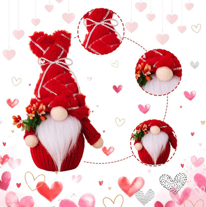 2-Piece Valentine's Day Gnome Set – Handmade Scandinavian Tomte Table Decor