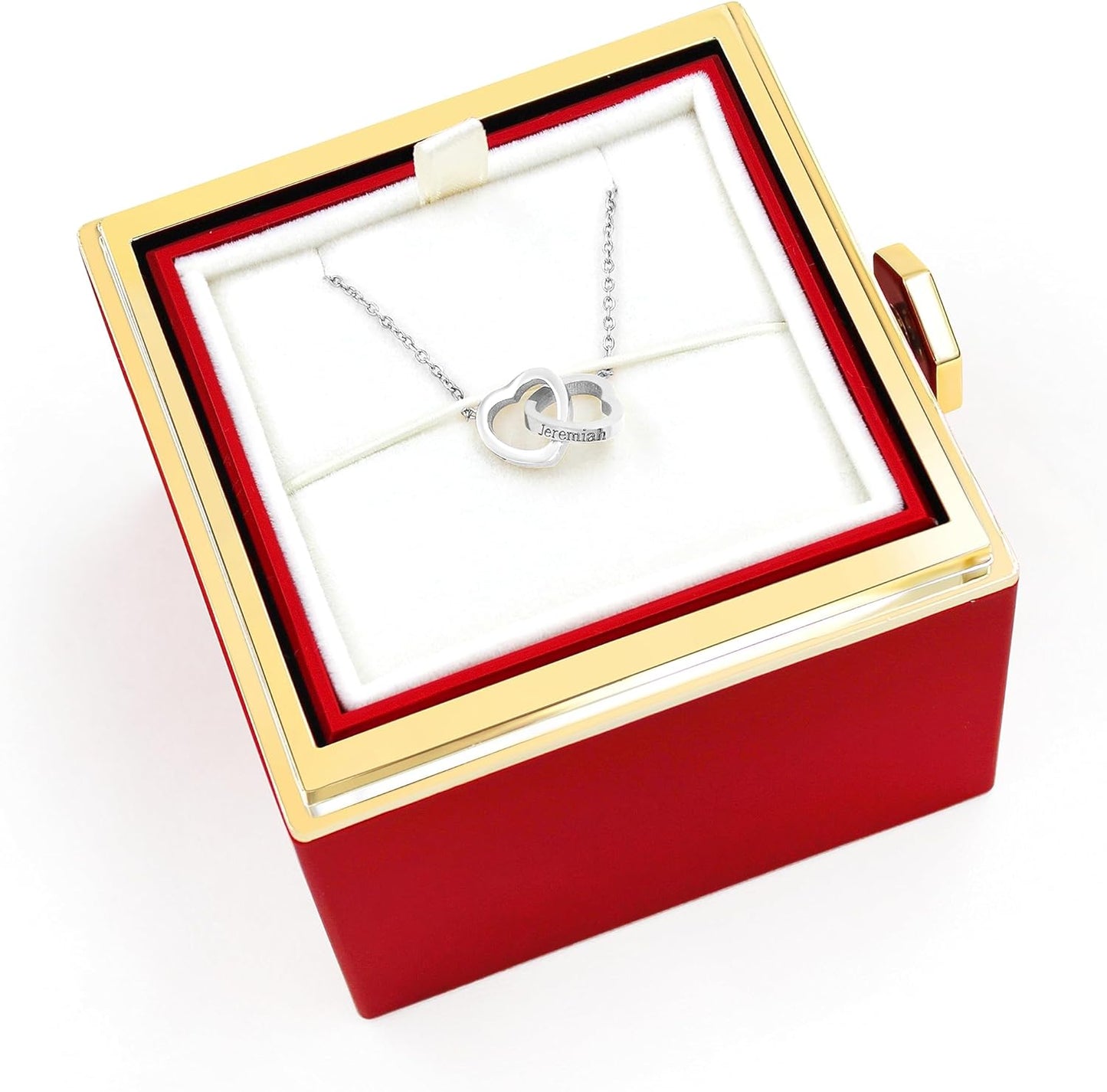 Here’s a revised version:  "Personalized Custom Engraved Interlocking Heart Necklace Featuring Two Names – Double Love Pendant Choker for Collarbone"