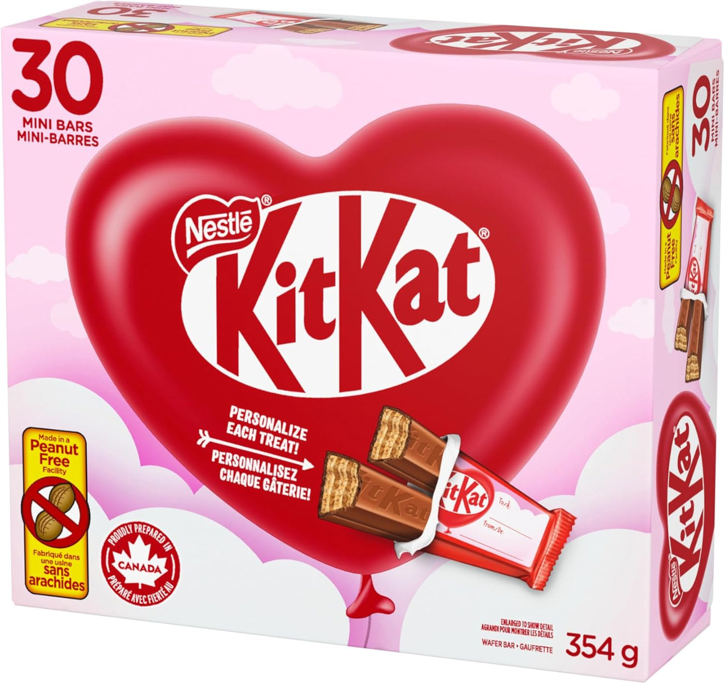 KIT KAT Valentine Minis, Crispy Wafers Enrobed In Smooth Milk Chocolate, Individually Wrapped With Room For Personal Message, Perfect Valentine Treat, Peanut-free