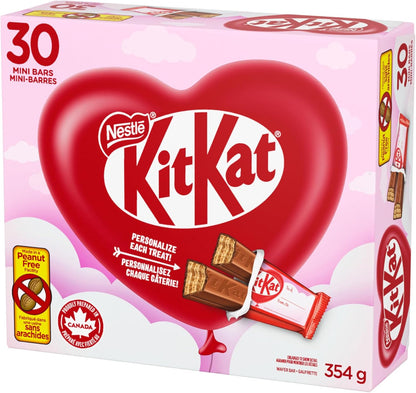 KIT KAT Valentine Minis, Crispy Wafers Enrobed In Smooth Milk Chocolate, Individually Wrapped With Room For Personal Message, Perfect Valentine Treat, Peanut-free
