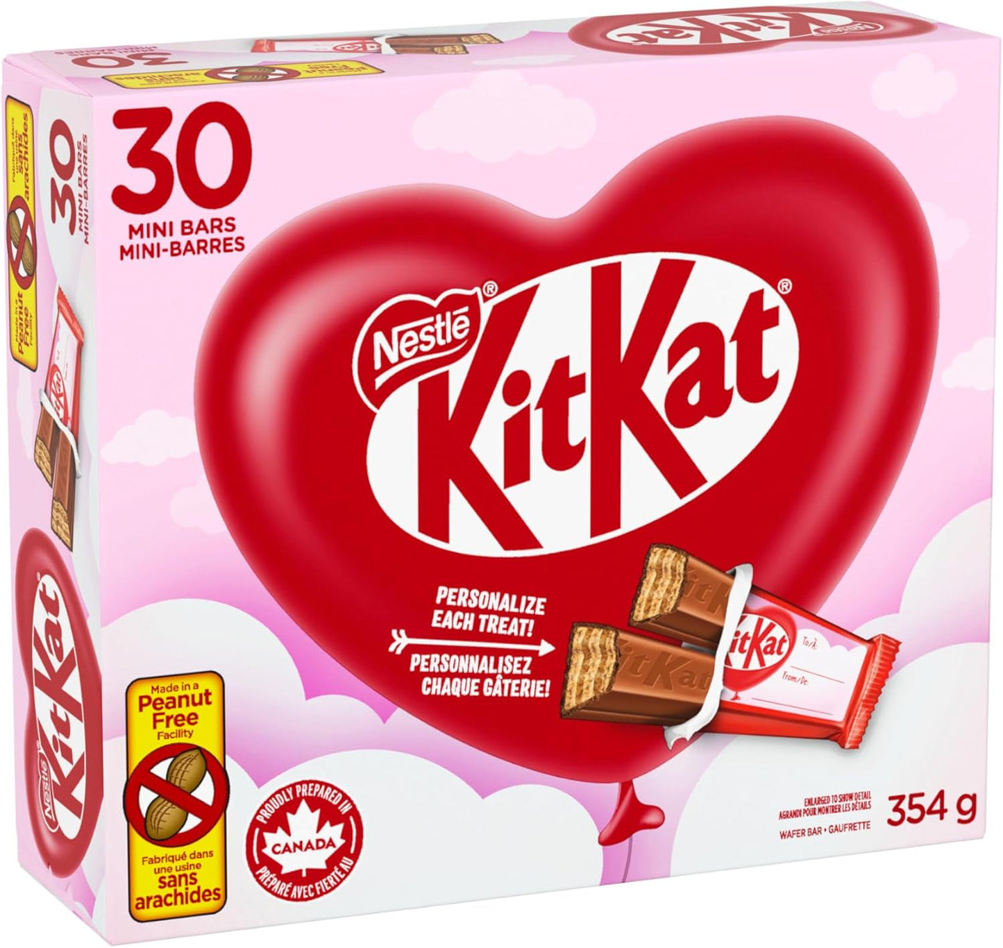KIT KAT Valentine Minis, Crispy Wafers Enrobed In Smooth Milk Chocolate, Individually Wrapped With Room For Personal Message, Perfect Valentine Treat, Peanut-free