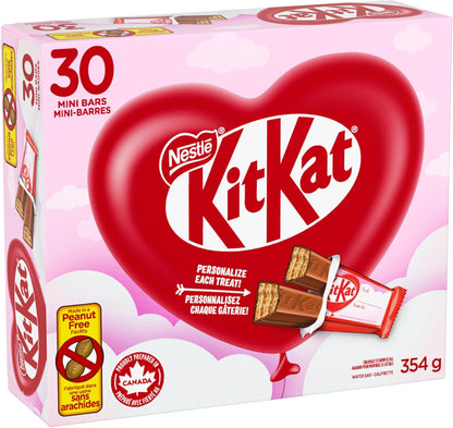 KIT KAT Valentine Minis, Crispy Wafers Enrobed In Smooth Milk Chocolate, Individually Wrapped With Room For Personal Message, Perfect Valentine Treat, Peanut-free