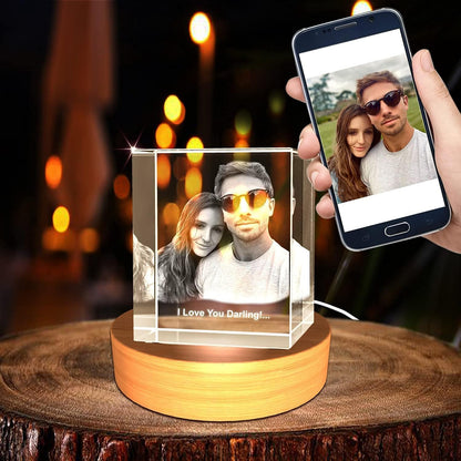 Personalized Custom 2D/3D Photo Etched Engraving on Crystal Loving Gift (Birthday Gift, Wedding Gift, Corporate Gift, Valentine's Day Gift