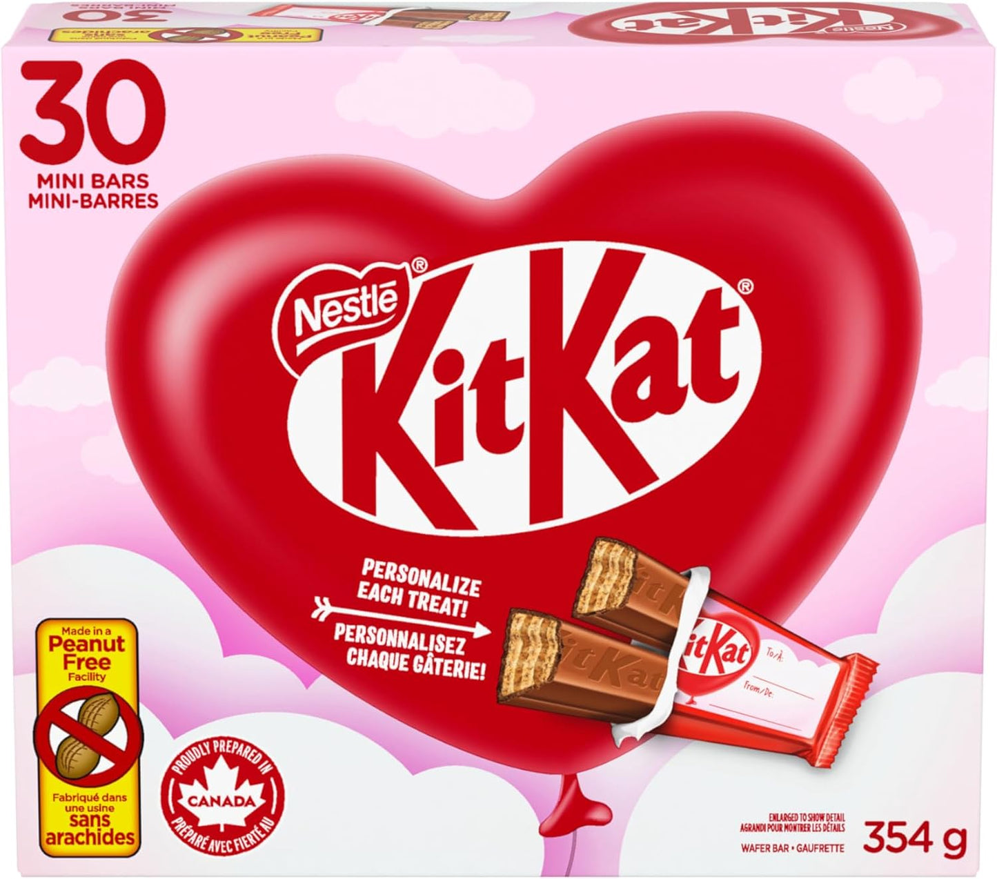 KIT KAT Valentine Minis, Crispy Wafers Enrobed In Smooth Milk Chocolate, Individually Wrapped With Room For Personal Message, Perfect Valentine Treat, Peanut-free