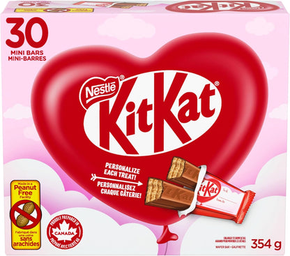 KIT KAT Valentine Minis, Crispy Wafers Enrobed In Smooth Milk Chocolate, Individually Wrapped With Room For Personal Message, Perfect Valentine Treat, Peanut-free