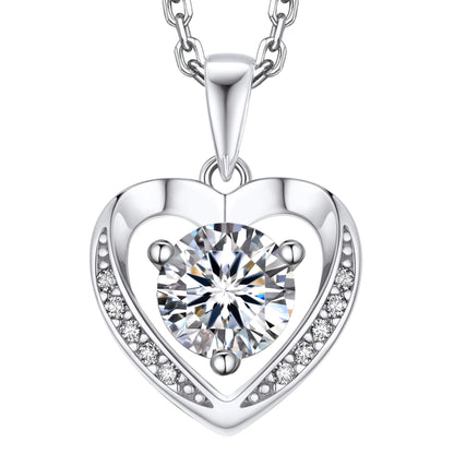 MomentWish Heart Necklace, D Color VVS1 Simulated Diamond 925 Sterling Silver
