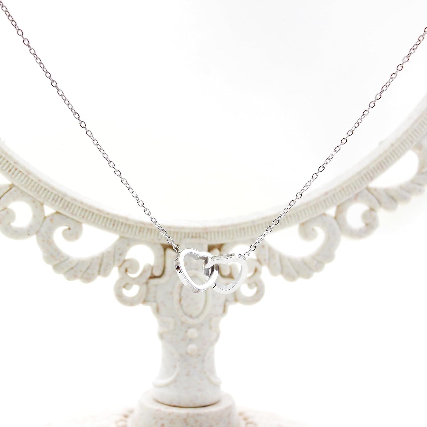 Here’s a revised version:  "Personalized Custom Engraved Interlocking Heart Necklace Featuring Two Names – Double Love Pendant Choker for Collarbone"