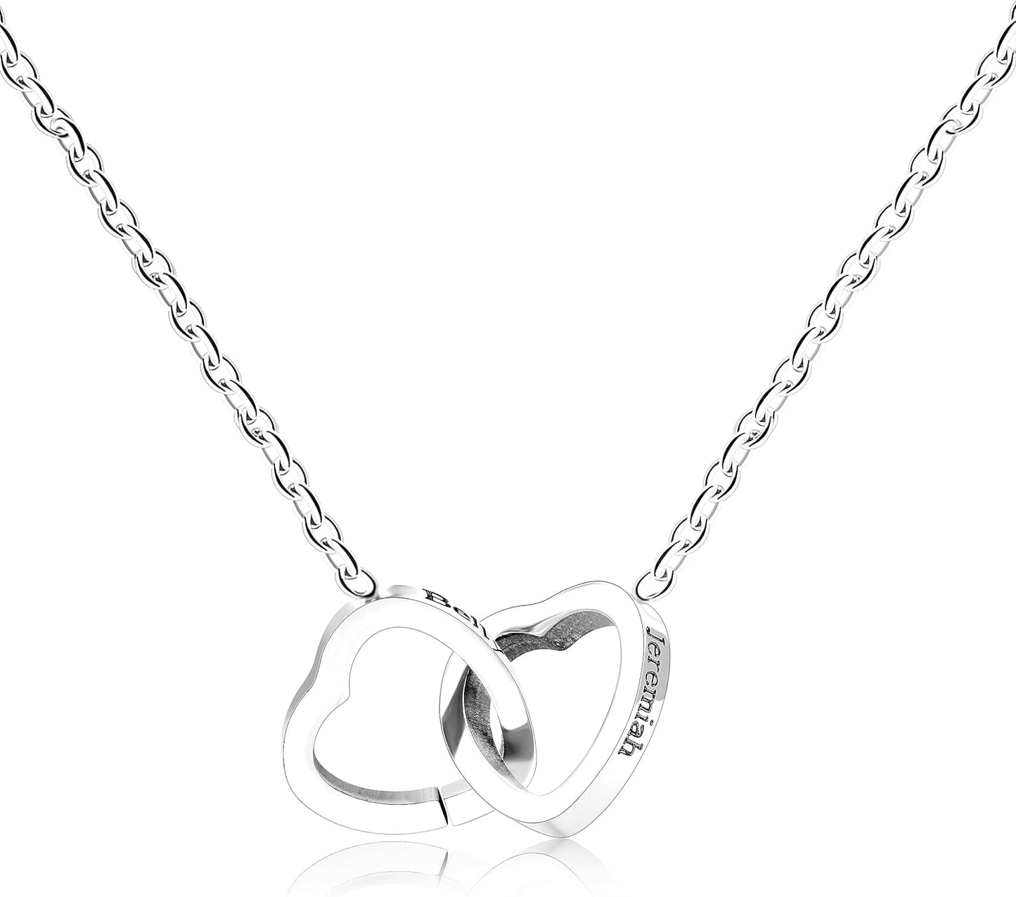 Here’s a revised version:  "Personalized Custom Engraved Interlocking Heart Necklace Featuring Two Names – Double Love Pendant Choker for Collarbone"