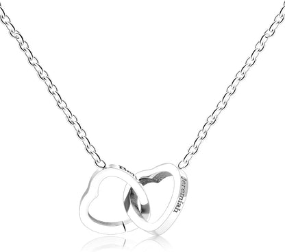 Here’s a revised version:  "Personalized Custom Engraved Interlocking Heart Necklace Featuring Two Names – Double Love Pendant Choker for Collarbone"