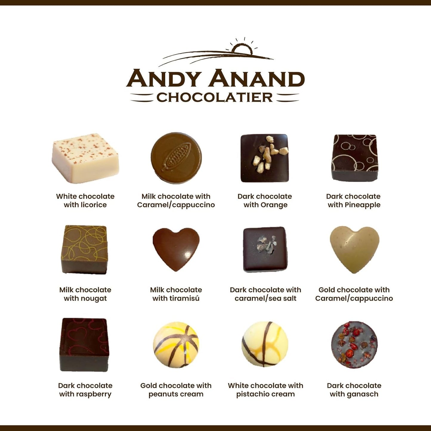 Andy Anand Authentic Belgian Truffles Gift Box - 25 Pcs Handcrafted Gourmet Delights, European Import, Gluten-Free Indulgence (7.8 Oz)