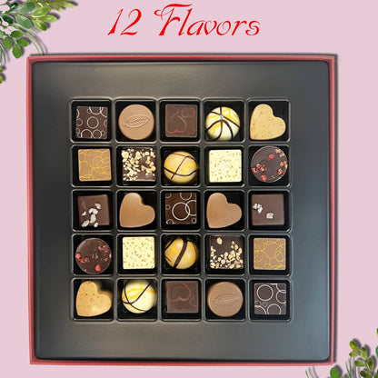 Andy Anand Authentic Belgian Truffles Gift Box - 25 Pcs Handcrafted Gourmet Delights, European Import, Gluten-Free Indulgence (7.8 Oz)