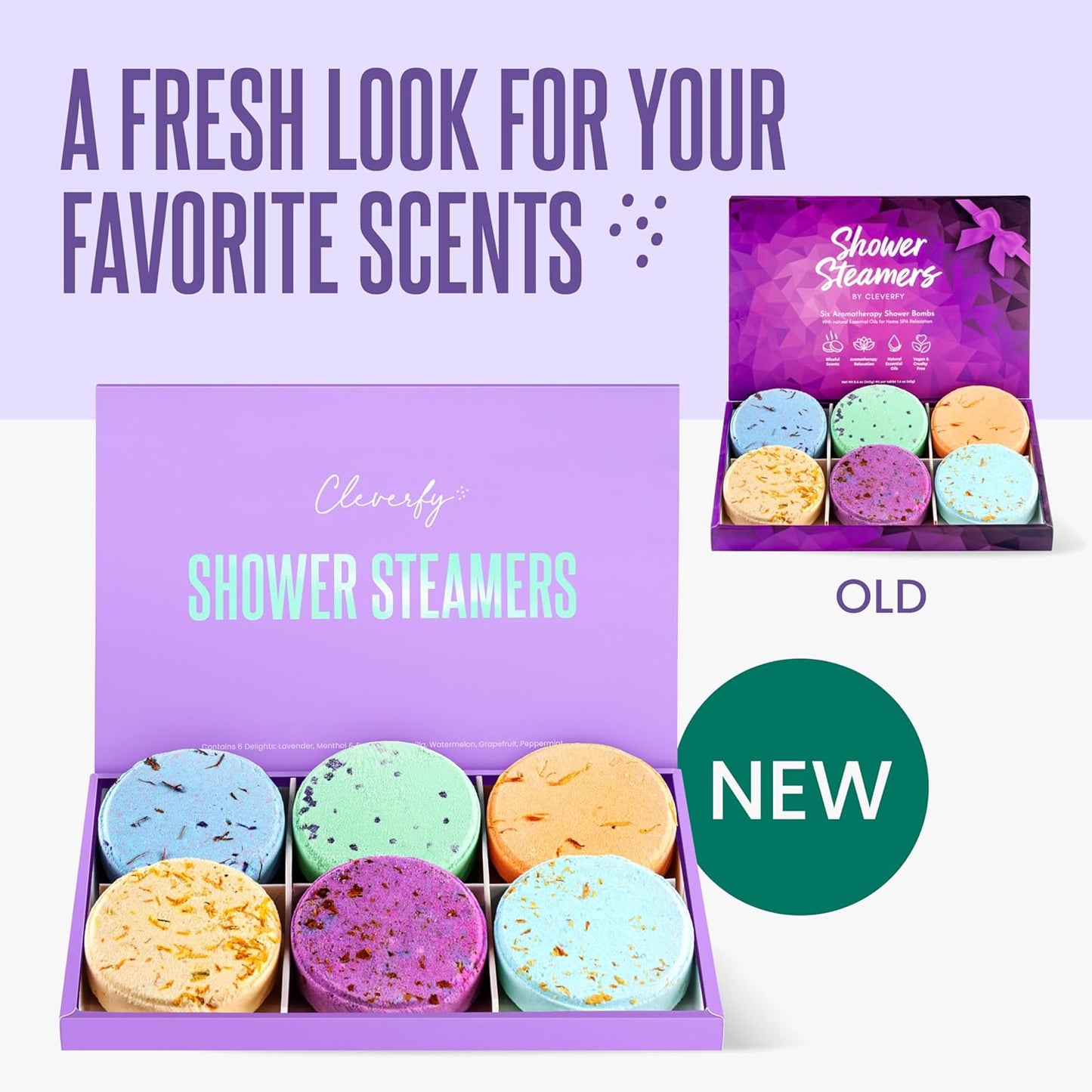 Cleverfy Shower Steamers Aromatherapy - Variety Pack of 6 Shower Bombs with Essential Oils.