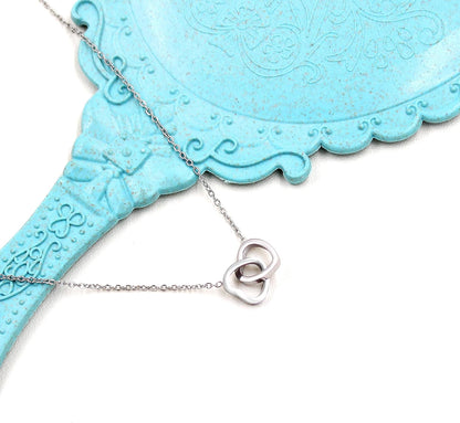Here’s a revised version:  "Personalized Custom Engraved Interlocking Heart Necklace Featuring Two Names – Double Love Pendant Choker for Collarbone"