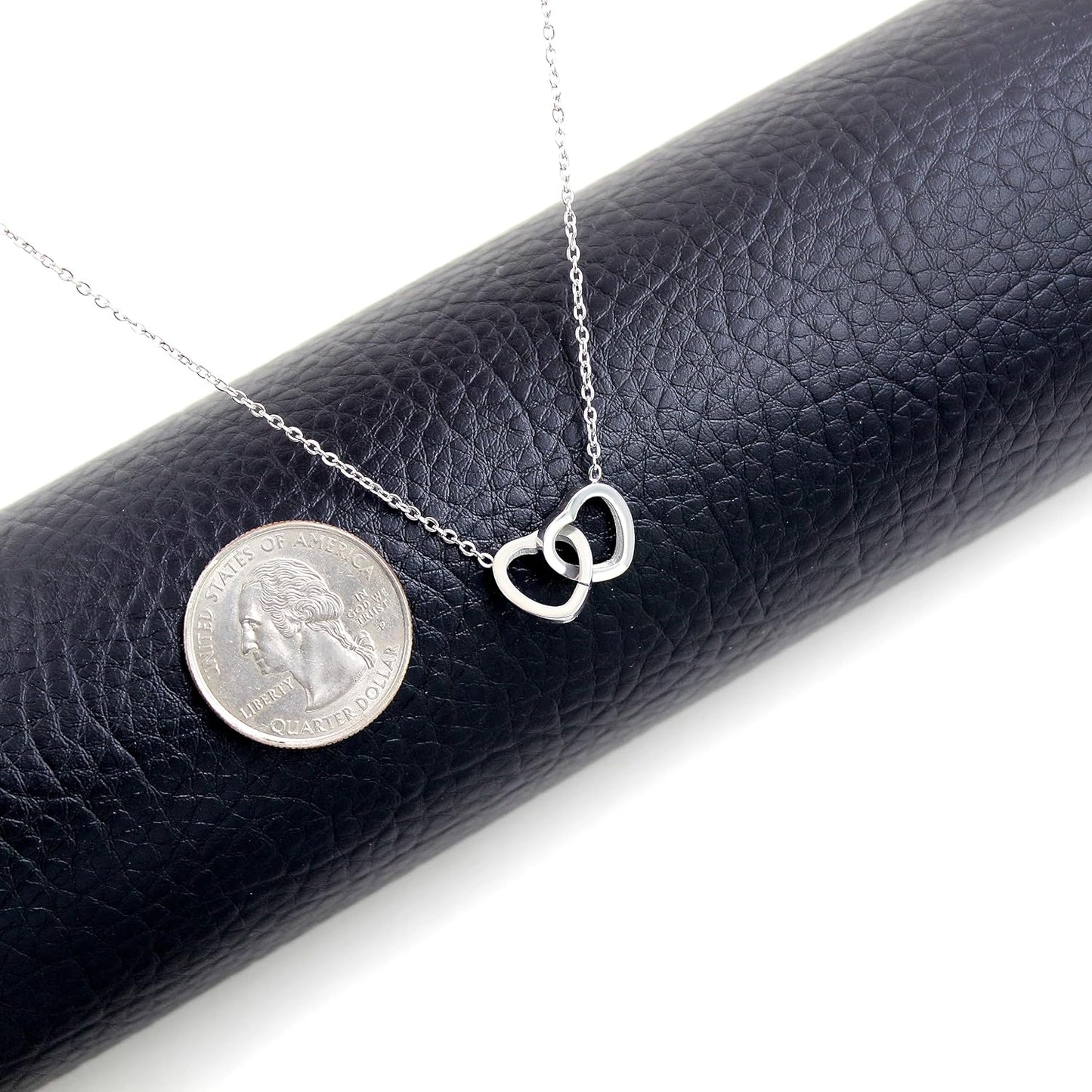 Here’s a revised version:  "Personalized Custom Engraved Interlocking Heart Necklace Featuring Two Names – Double Love Pendant Choker for Collarbone"